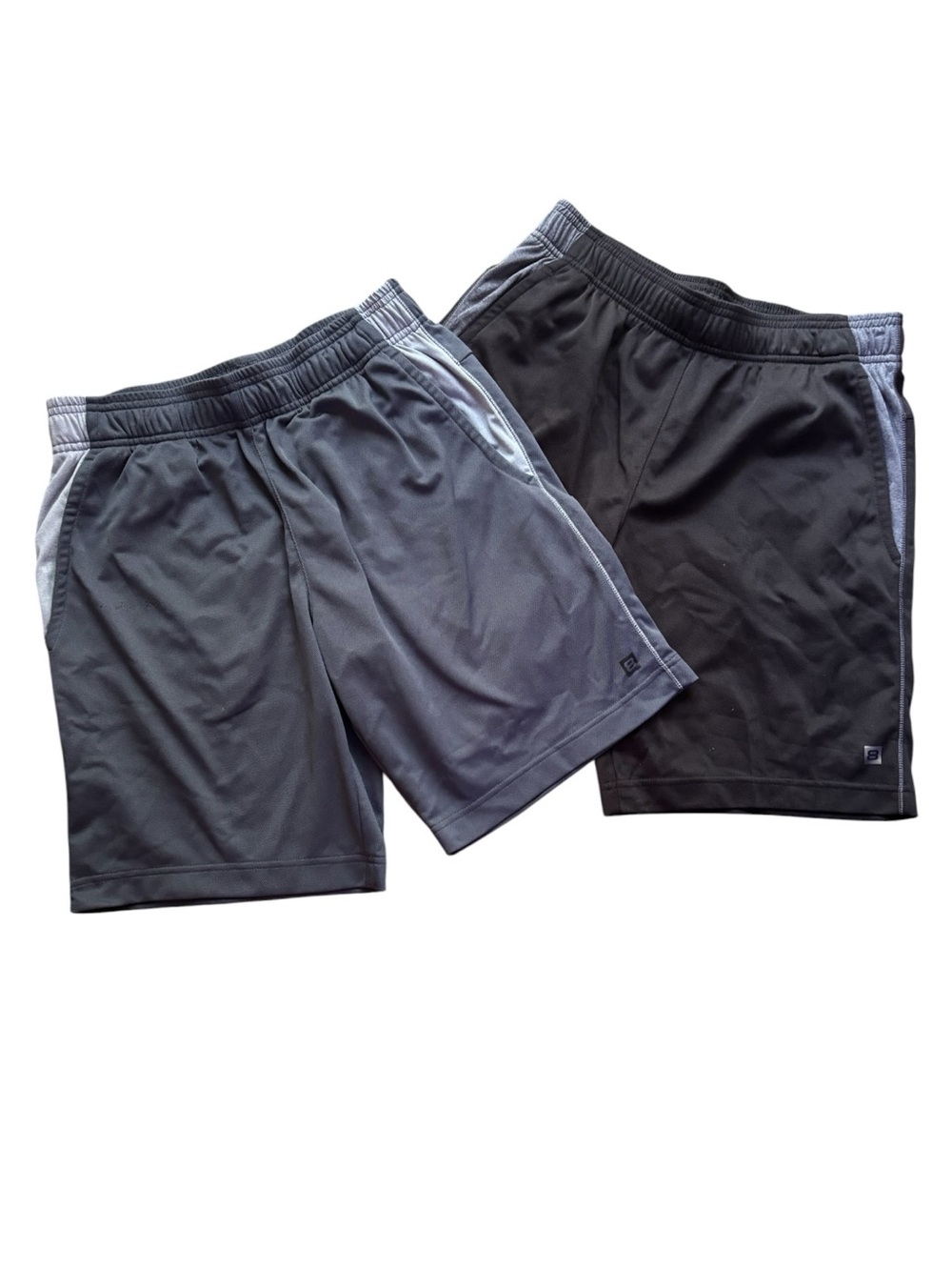 Layer 8 Men's Athletic Shorts Pair in Black and Gray with Drawstring